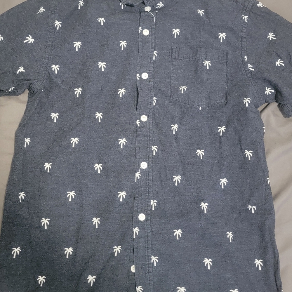 West49 Men's Navy Palm Tree Print Shirt Size M